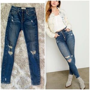 We The Free Womens Sabrina Distressed Button Fly Jeans Free People Size 25